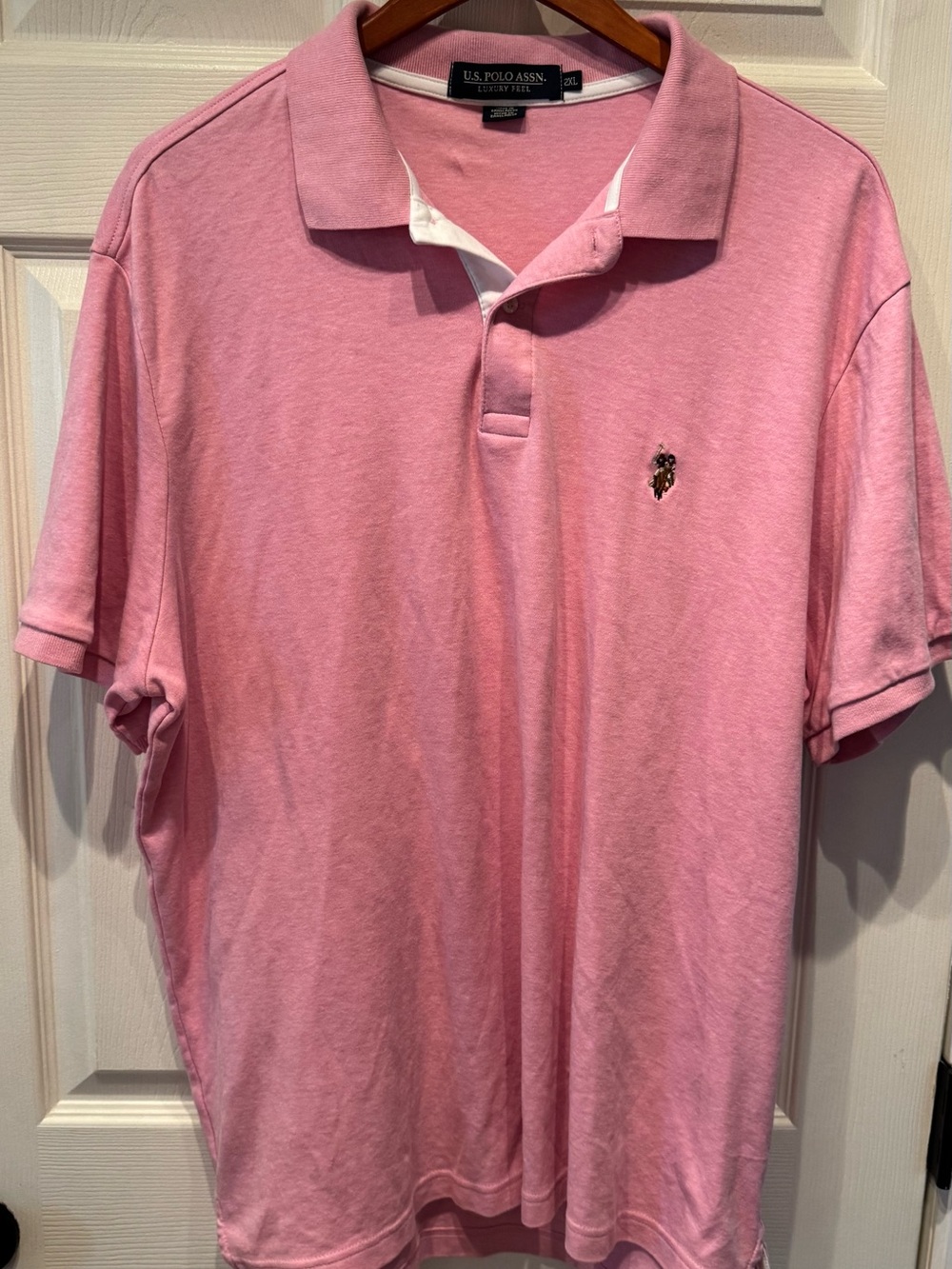 Men’s U.S. Polo Assn. Pink Polo Shirt with White Inner Placket Luxury 2XL